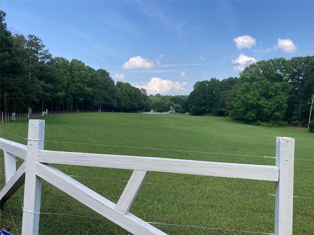 view of yard with a rural view