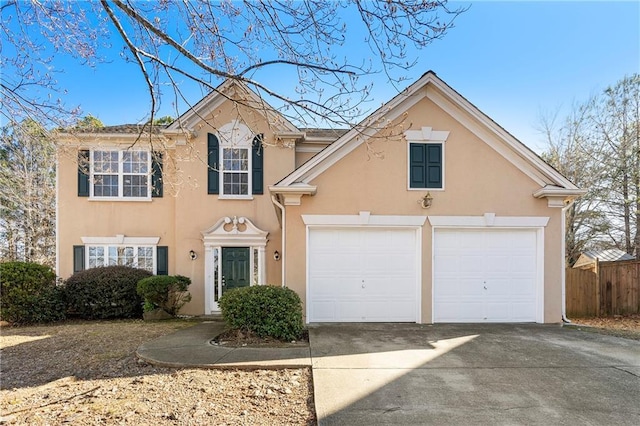 view of front of house with a garage