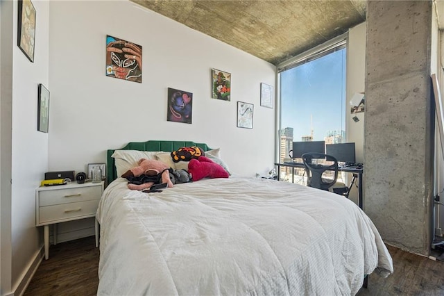 bedroom featuring dark wood finished floors