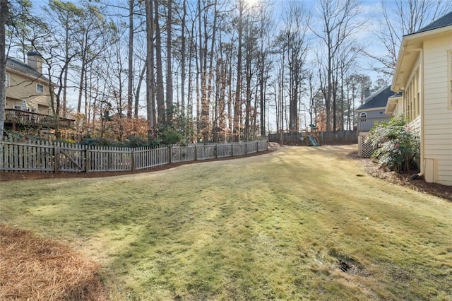 view of yard with a playground