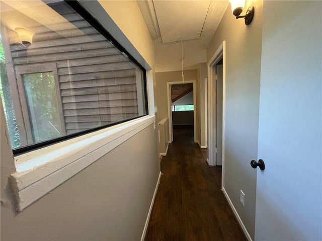 2449 Terrace Trl, Decatur, GA 30035 - corridor with attic access, wood finished floors, plenty of natural light, and baseboards