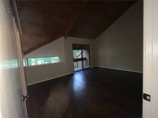 2449 Terrace Trl, Decatur, GA 30035 - unfurnished room featuring wooden ceiling, dark wood-style flooring, and baseboards