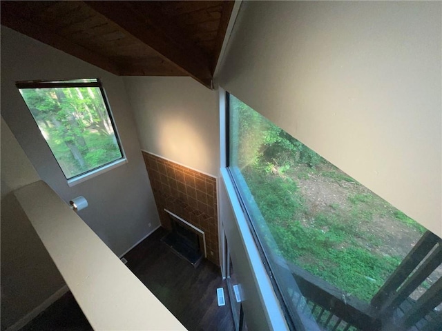 2449 Terrace Trl, Decatur, GA 30035 - staircase with wood finished floors and wood ceiling