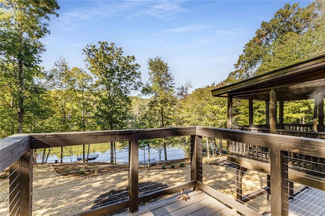 deck with a water view