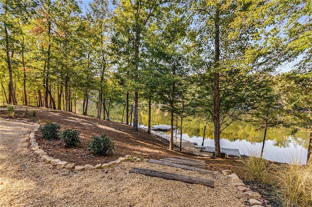 view of yard with a water view