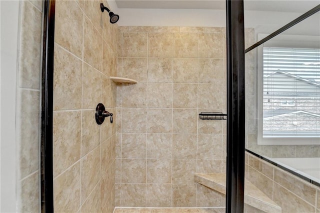 full bathroom with a shower stall