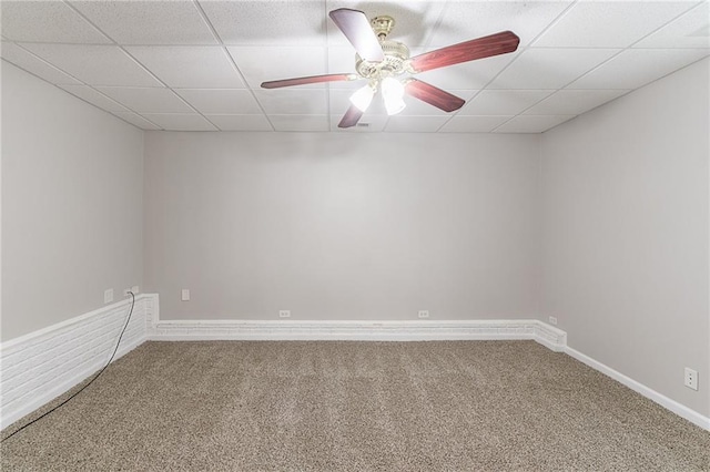 260 Pleasant Grove Cir, Mcdonough, GA 30252 - carpeted empty room featuring a drop ceiling, ceiling fan, and baseboards