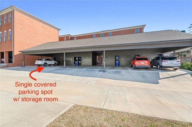 exterior space with covered parking