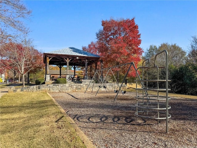communal playground featuring a gazebo