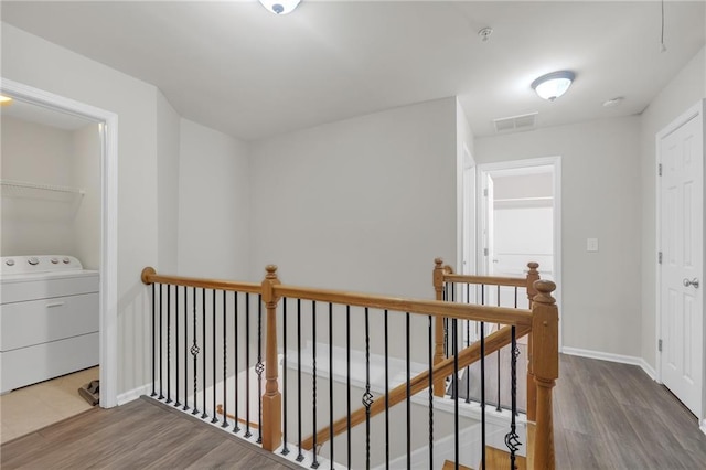1804 Evadale Ct Unit 1, Mableton, GA 30126 - hall with an upstairs landing, washer / dryer, and wood finished floors