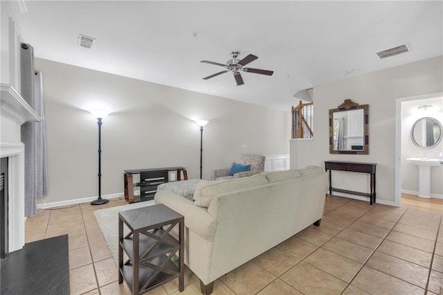 1804 Evadale Ct Unit 1, Mableton, GA 30126 - living room featuring light tile patterned flooring and a ceiling fan