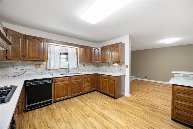 3272 Pinestream Rd NW, Atlanta, GA 30327 - kitchen featuring dishwasher, backsplash, light countertops, and light wood-style floors
