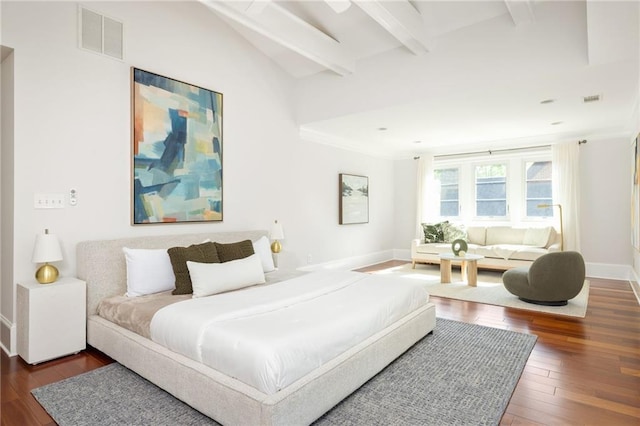 2015 N Decatur Rd NE, Atlanta, GA 30307 - bedroom with hardwood / wood-style floors, beam ceiling, and visible vents