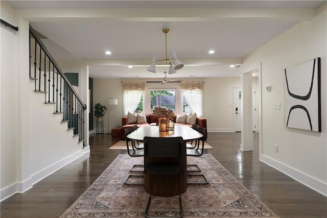 1218 Crestwood Dr SE, Atlanta, GA 30316 - dining area with dark wood-style floors, stairway, and recessed lighting