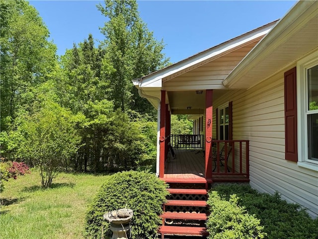 view of yard with a porch