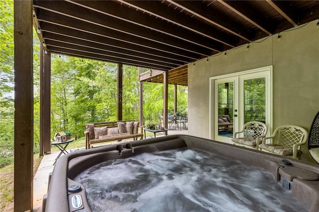 99 Bree Ln, Canton, GA 30114 - view of patio / terrace featuring a hot tub