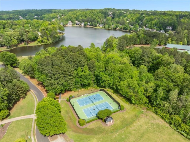 99 Bree Ln, Canton, GA 30114 - bird's eye view with a water view and a wooded view