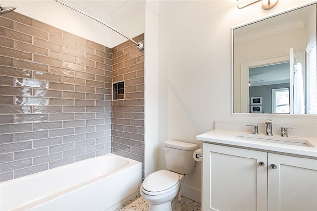 3338 Breton Cir NE, Brookhaven, GA 30319 - bathroom with vanity, toilet, shower / washtub combination, and baseboards