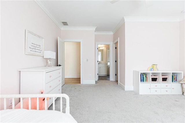 3338 Breton Cir NE, Brookhaven, GA 30319 - bedroom with ornamental molding, carpet, baseboards, and ensuite bath