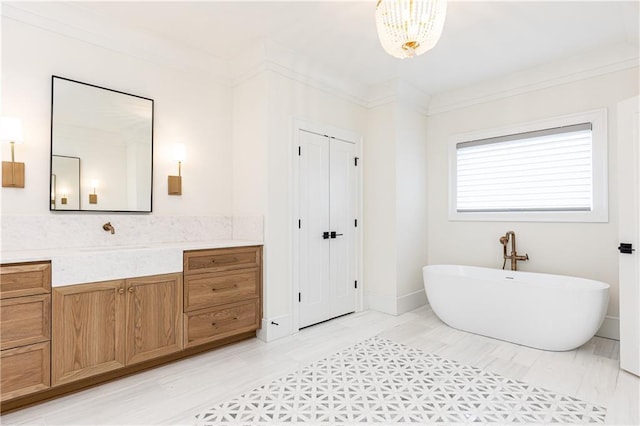 3338 Breton Cir NE, Brookhaven, GA 30319 - full bathroom featuring a freestanding tub, vanity, and a chandelier