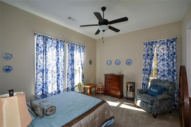 bedroom with carpet and ceiling fan