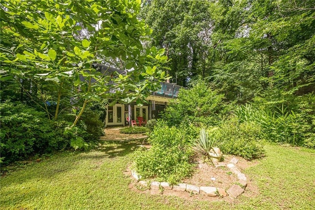 5848 Kingswood Ct, Norcross, GA 30093 - view of grassy yard featuring french doors