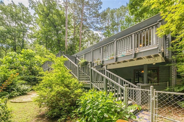 5848 Kingswood Ct, Norcross, GA 30093 - back of house featuring a wooden deck and stairs