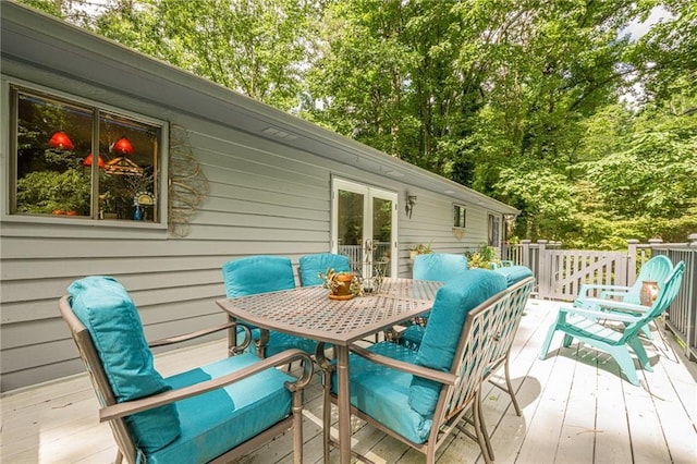 5848 Kingswood Ct, Norcross, GA 30093 - wooden deck with outdoor dining area and french doors