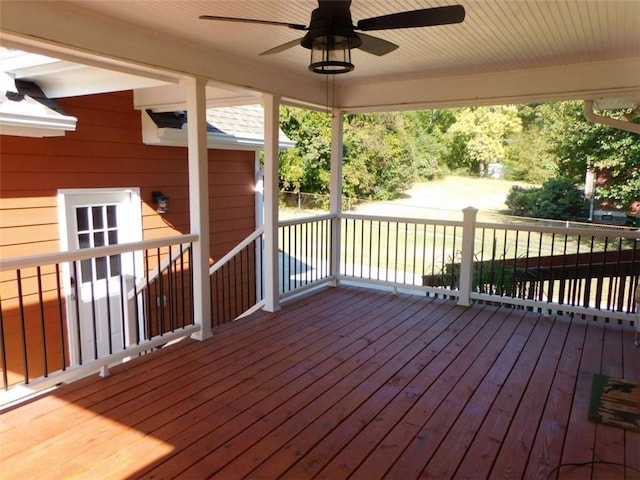 893 Andrews Dr, Conyers, GA 30012 - wooden deck featuring a ceiling fan