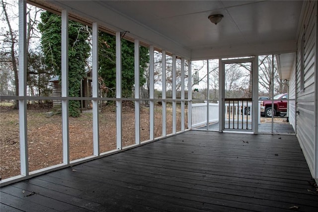 view of unfurnished sunroom