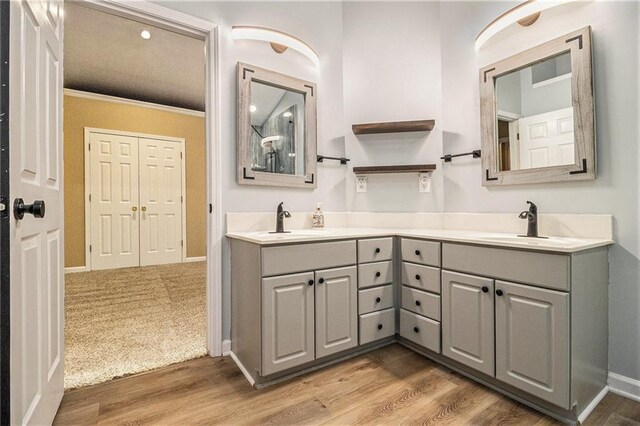 4272 Glenlake Dr NW, Kennesaw, GA 30144 - full bath featuring double vanity, wood finished floors, and baseboards