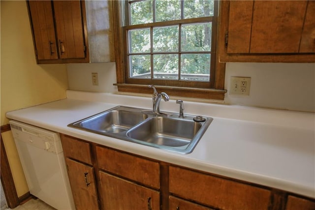 kitchen featuring sink and white dishwasher