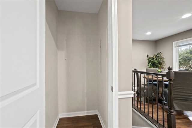 1684 Braeburn Dr SE, Atlanta, GA 30316 - hall with dark wood-style flooring, baseboards, and recessed lighting
