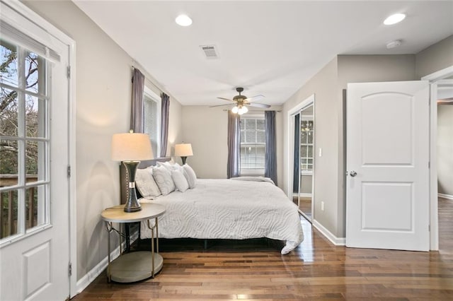 1684 Braeburn Dr SE, Atlanta, GA 30316 - bedroom with wood finished floors, baseboards, recessed lighting, and a ceiling fan