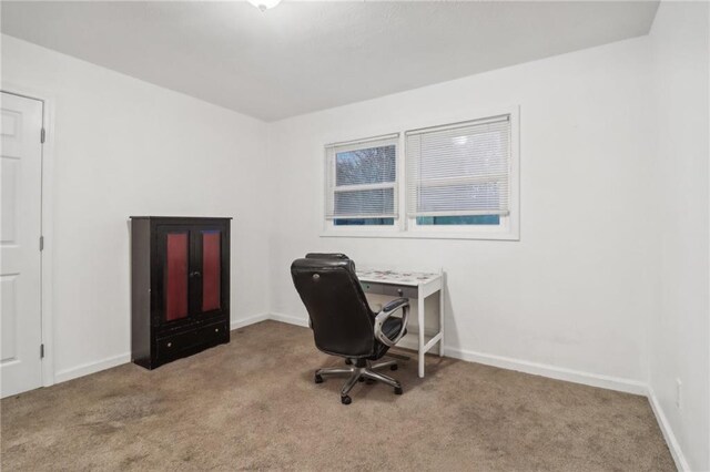 view of carpeted home office