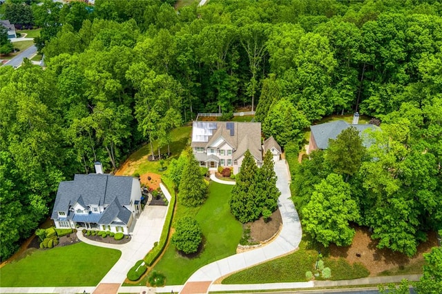 aerial view with a forest view
