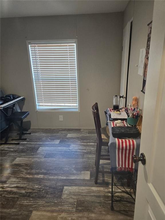 home office featuring wood finished floors