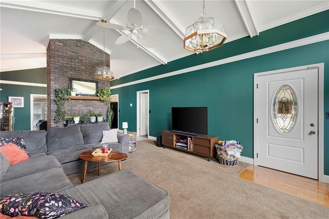 191 Durham St, Dallas, GA 30132 - carpeted living area featuring a chandelier, ceiling fan, and baseboards