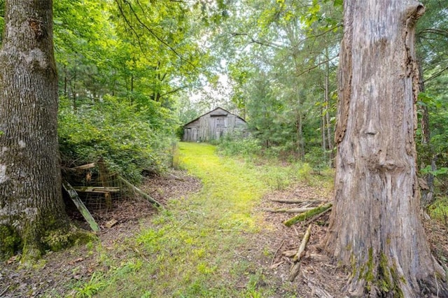 1434 Culpepper Rd, Calhoun, GA 30701 - view of yard with a barn, a view of trees, and an outbuilding