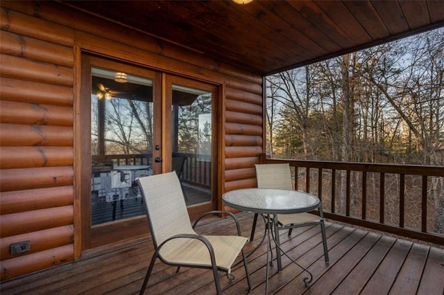 wooden terrace featuring french doors