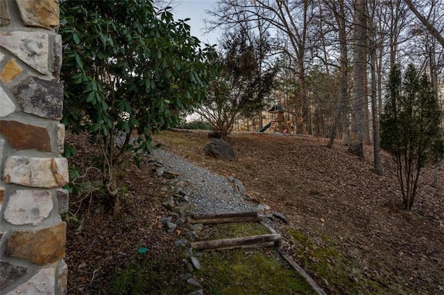 view of yard featuring a playground