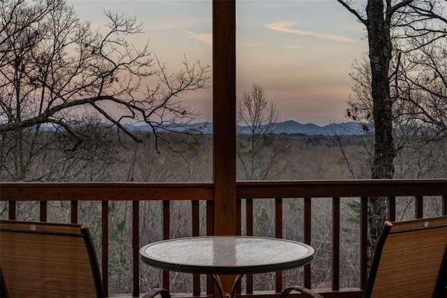 deck featuring a mountain view