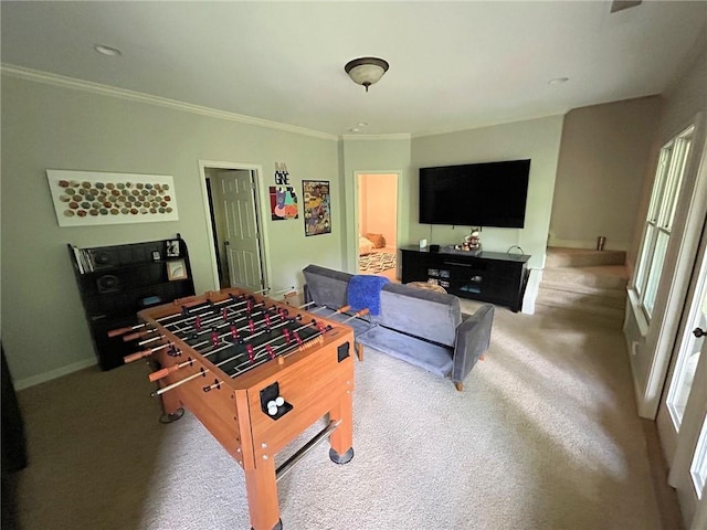 57 Shaggy Maple Ln, Big Canoe, GA 30143 - recreation room featuring carpet flooring and crown molding