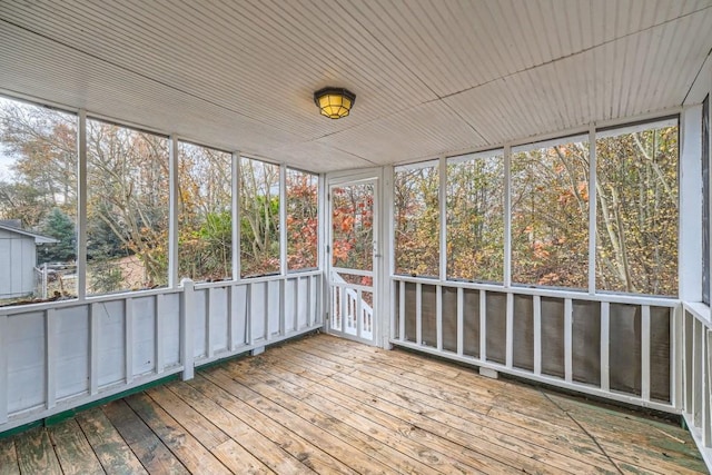 view of unfurnished sunroom