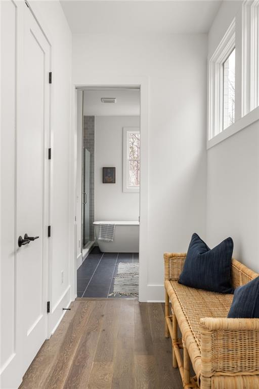 mudroom featuring dark hardwood / wood-style floors