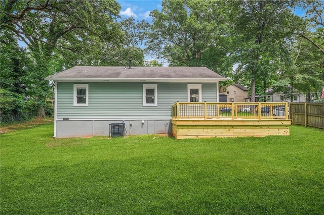 1675 White Oak Way, Decatur, GA 30032 - rear view of house with a wooden deck and crawl space