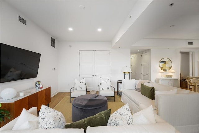 living room featuring light hardwood / wood-style floors