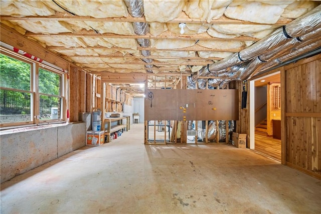 basement with stairs