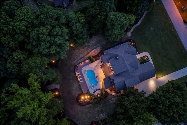view of aerial view at twilight