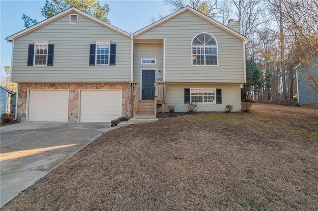 bi-level home with a garage